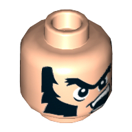 Minifig Head Wolverine, Unibrow, Thick Sideburns, Open Mouth with Teeth Print [Hollow Stud] Light Nougat