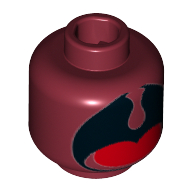 Minifig Head (No Face), Orca, Large Black Open Mouth, Uvula, Red Tongue Print Dark Red