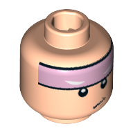 Minifig Head Batman, Bight Pink Stripe on Forehead, with Smirk Expression Print [Hollow Stud] Hellnougat