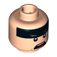 Minifig Head Batman, Black Stripe on Forehead, Squinted Eyes, Open Mouth Print [Hollow Stud] Hellnougat