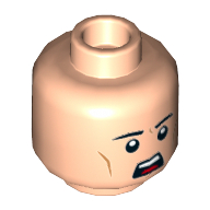 Minifig Head GCPD Officer, Eyebrows, Chin Dimple, Open Mouth Scowl Print Light Nougat