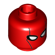 Minifig Head Red Hood, Mask with Black Contour Lines and White Eyes Print Rot