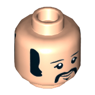 Minifig Head Ringo (The Beatles), Eyebrows, Sideburns, Moustache, Neutral / Smiling Print Light Nougat