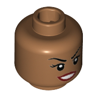 Minifig Head Barbara Gordon, Eyebrows, Beauty Mark, Red Lips Print [Hollow Stud] Mittelnougat