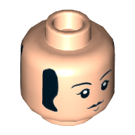 Minifig Head Paul (The Beatles), Eyebrows, Sideburns, Chin Dimple, Closed Mouth / Open Smiling Mouth Print Light Nougat