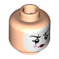 Minifig Head Mime, White Face Paint, Black Lines Through Eyebrows and Eyes, Bright Pink Hearts on Cheeks Print [Hollow Stud] Hellnougat