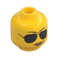 Minifig Head Officer Noonan / Police Officer, Large Sunglasses, Thin Eyebrows Print Gelb