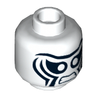 Minifig Head Zebra Man, Black Zebra Stripes, Clenched Teeth Print [Hollow Stud] Weiß