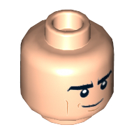 Minifig Head Bruce Wayne (Batman), Dual Sided, Eyebrows, Tan Cheek Lines, Winking with Grin with Teeth / Determined Print [Hollow Stud] Hellnougat