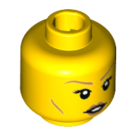 Minifig Head Elf-Girl, Medium Nougat Eyebrows, Cheek Lines and Lips Print [Hollow Stud] Gelb