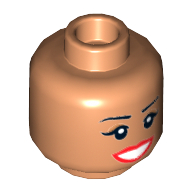 Minifig Head Mayor McCaskill, Thin Eyebrows, Brown Eye Shadow, Red Lips, Beauty Mark, Smile / Scared Print Nougat