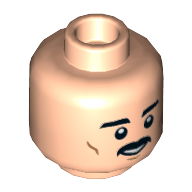 Minifig Head Biggs Darklighter, Dual Sided, Eyebrows and Moustache, Medium Nougat Cheek Lines, Smile / Nervous Smile Print [Hollow Stud] Light Nougat