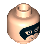 Minifig Head Alfred Pennyworth, Black Eye Mask, Dark Bluish Gray Thin Mustache Print [Hollow Stud] Hellnougat