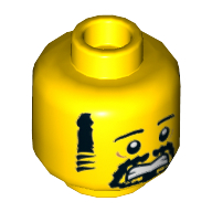 Minifig Head Shen-Li / Torben, Eyebrows, Sideburns, Goatee, Scared Print [Hollow Stud] Gelb