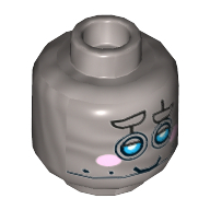 Minifig Head Fancy Pants, Dual Sided, Blue Robot Eyes, Raised Eyebrow, Pink Cheeks, Smile / Scared Print [Hollow Stud] Mattsilber