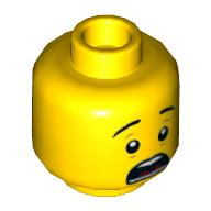 Minifig Head Henry, Eyebrows, Scared / Closed Eyes Crying Print Gelb