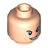 Minifig Head Grandmaster, Dark Orange Brow and Cheek Lines, Light Blue Eye Shadow and Line on Chin, Smug / Smile Print Hellnougat