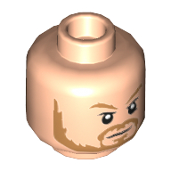 Minifig Head Thor, Dual Sided, Dark Orange Eyebrows and Beard, Neutral / Angry with Lighting Eyes Print [Hollow Stud] Hellnougat