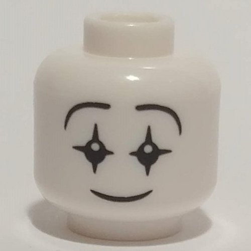Minifig Head Mime, Smiling Face, Star Eyes with White Pupils Print Weiß