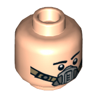 Minifig Head Nix Jerd, Eyebrows, Smile / Pilot Breathing Mask Print Light Nougat