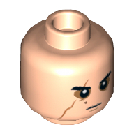 Minifig Head Kylo Ren, Dual Sided, Eyebrows, Sunken Eyes, Right Eye Scar, Neutral / Angry Print [Hollow Stud] Hellnougat