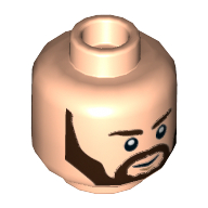 Minifig Head Rebel Trooper, Dark Brown Eyebrows, Angular Beard, Smile Print Hellnougat