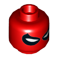 Minifig Head Scarlet Spider (Spider-Man), Large White Eyes Squinting Print [Hollow Stud] Red