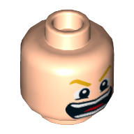 Minifig Head Thor, Bright Light Orange Eyebrows, Open Mouth, Teeth and Red Tongue Print [Hollow Stud] Hellnougat