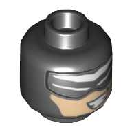 Minifig Head Batman, Balaclava, Sunglasses, Nougat Face, and Teeth Grin Print [Hollow Stud] Black