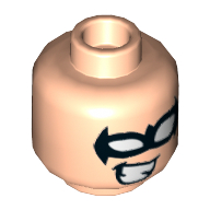Minifig Head Nightwing, Black Eyemask, Cheesy Smile Print [Hollow Stud] Hellnougat