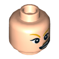 Minifig Head Supergirl, Dark Orange Lips, Wide Crooked Grin with Teeth Print [Hollow Stud] Hellnougat