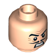 Minifig Head Egghead, Frown, Pencil Moustache, Angry, Teeth Print [Hollow Stud] Hellnougat