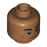 Minifig Head Apache Chief, Eyebrows, Cheek Lines, Firm Expression [Hollow Stud] Mittelnougat