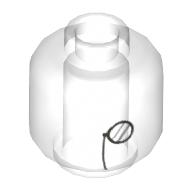 Minifig Head Gentleman Ghost, Monocle on Chain Print [Hollow Stud] Transparent