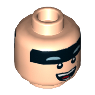Minifig Head Batman, Dual Sided Black Stripe on Forehead, Smile with Teeth / Open Mouth with Teeth Print [Hollow Stud] Hellnougat