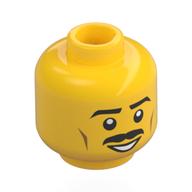Minifig Head Fred Finley, Mustache, Eyebrows, Open Mouth Print [Hollow Stud] Gelb