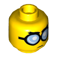 Minifig Head Steve, Dual Sided, Big Round Goggles, Surprised / Frown Print [Hollow Stud] Yellow