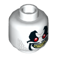Minifig Head Lobo, Red Eyes, Black Marks, Yellow Teeth Print Weiß