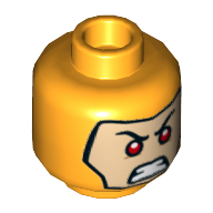 Minifig Head Reverse Flash, Dual Sided, Balaclava, Light Nougat Face, Red Eyes, Firm Angry Teeth Print [Hollow Stud] Leuchtendes Hellorange