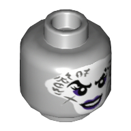 Minifig Head Ultra Violet, Purple Eyelashes and Lipstick, White Facepaint Print [Hollow Stud] Hellblaugrau