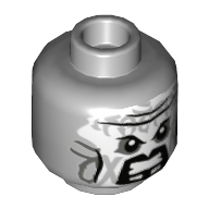 Minifig Head Killow, Angry Eyes, Lips, White Paint Print [Hollow Stud] Hellblaugrau
