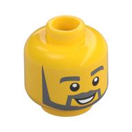 Minifig Head, Grey Beard, Moustache and Eyebrows Yellow