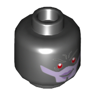 Minifig Head Proxima Midnight, Red Eyes, Lavender Face, Purple Lips Print Schwarz
