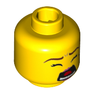 Minifig Head Elephant Girl, Eyes Closed, Screaming, Scared, Lavender Lipstick Gelb