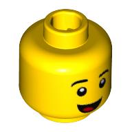 Minifig Head Brick Suit Guy, Open Mouth Smile, No Teeth, Tongue Yellow