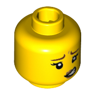 Minifig Head Cactus Girl, Blink, Crooked Mouth Gelb