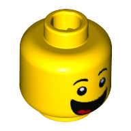 Minifig Head Birthday Cake Guy, Surprised Happy Open Mouth Gelb