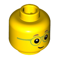 Minifig Head Birthday Party Boy, Lime Thin Glasses, Child Gelb