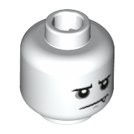 Minifig Head Spider Suit Boy, Low Eyebrows, Sad Mouth, Sharp Tooth White