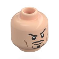 Minifig Head Iron Man (Tony Stark), Eyebrows, Goatee, Raised Eyebrow / Light Blue Heads Up Display Print Hellnougat